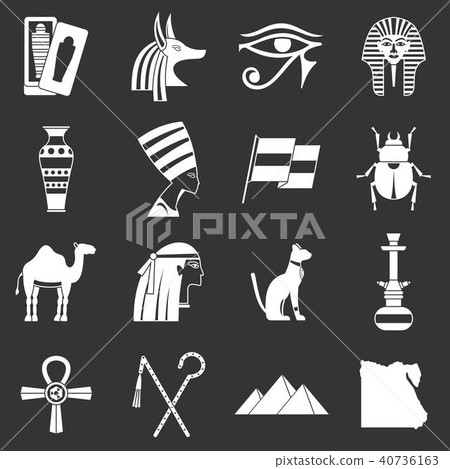 Egypt travel items icons set grey vector Egypt travel items icons set grey vector 40736163