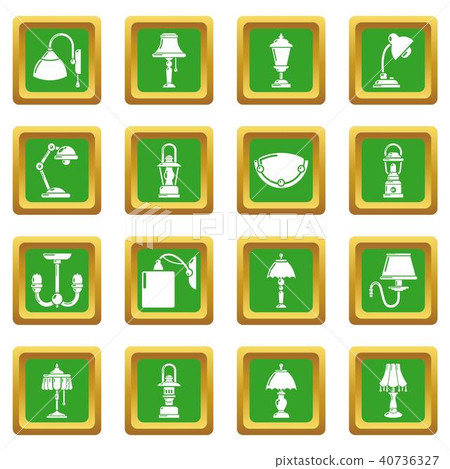 Lamp icons set green square vector-插圖素材 [40736327] - PIXTA圖庫
