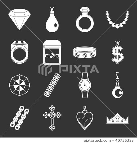 Jewelry items icons set grey vector Jewelry items icons set grey vector 40736352