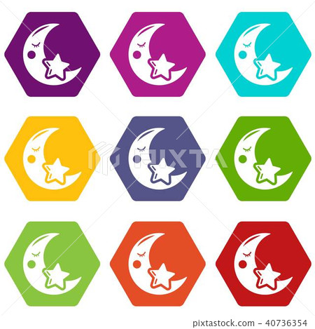 Moon icons set 9 vector Moon icons set 9 vector 40736354