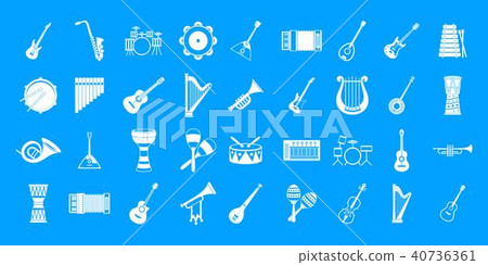 Musical instrument icon blue set vector - Stock Illustration [40736361 ...