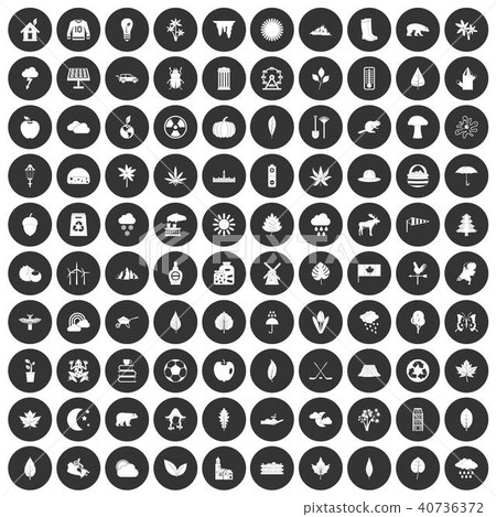 100 leaf icons set black circle 100 leaf icons set black circle 40736372