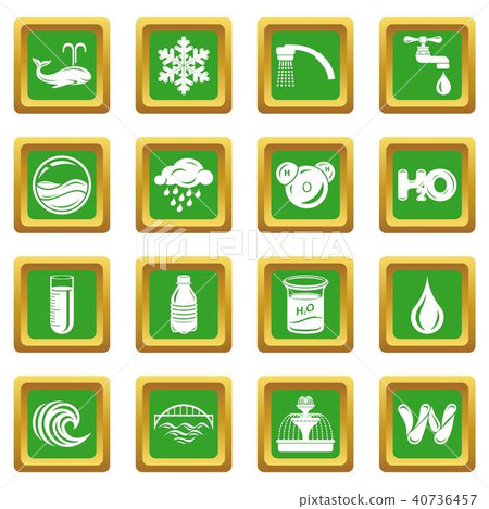 Water icons set green square vector - Stock Illustration [40736457] - PIXTA