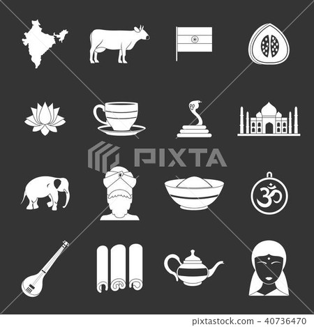India travel icons set grey vector India travel icons set grey vector 40736470