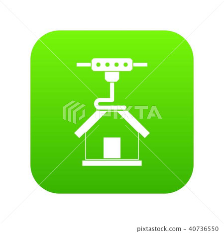 3d printer printing house icon digital green 40736550