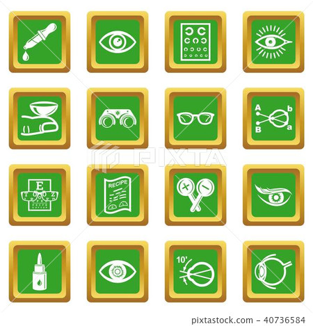 Ophthalmologist icons set green square vector Ophthalmologist icons set green square vector 40736584