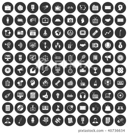 100 media icons set black circle 100 media icons set black circle 40736634
