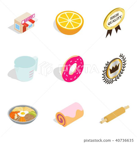 Multivitamin icons set, isometric style 40736635