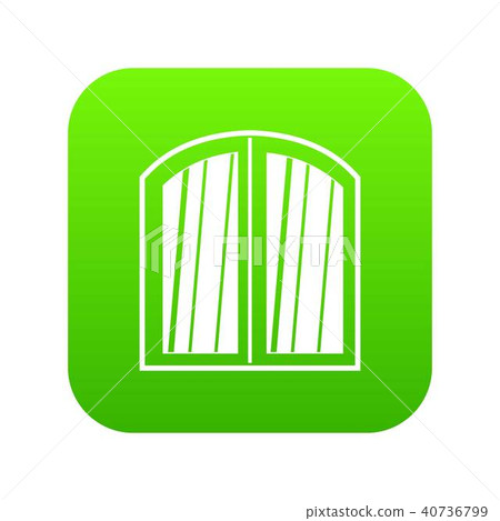 White window arched frame icon digital green - Stock Illustration ...