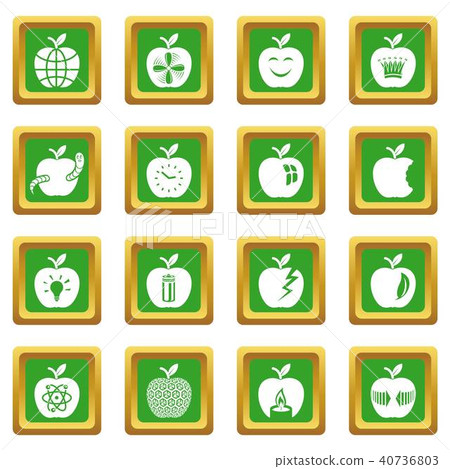 Apple logo icons set green square vector Apple logo icons set green square vector 40736803