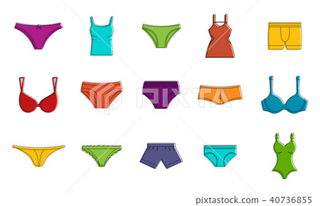 Underwear icon set, color outline style 40736855