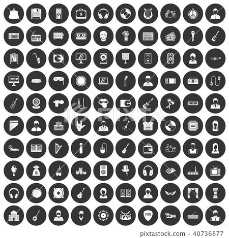 100 music icons set black circle 100 music icons set black circle 40736877