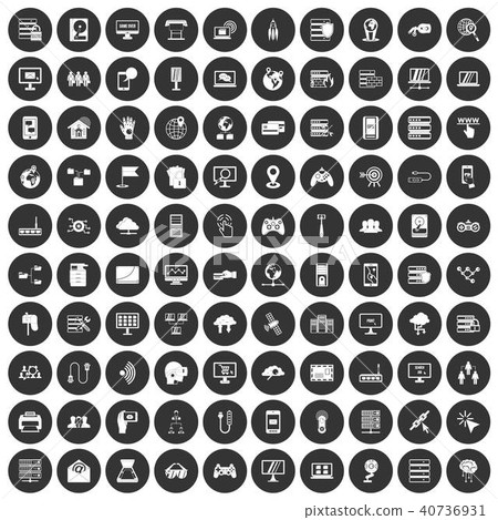 100 network icons set black circle 100 network icons set black circle 40736931