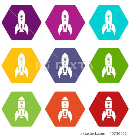 Rocket retro icons set 9 vector Rocket retro icons set 9 vector 40736932