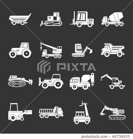 Building vehicles icons set grey vector Building vehicles icons set grey vector 40736935