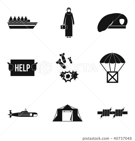 Collateral damage icons set, simple style 40737048