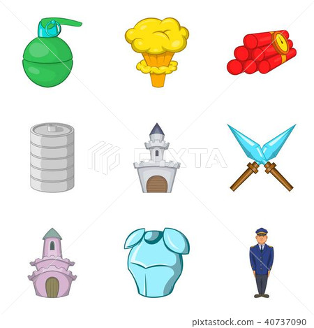 Wartime icons set, cartoon style Wartime icons set, cartoon style 40737090