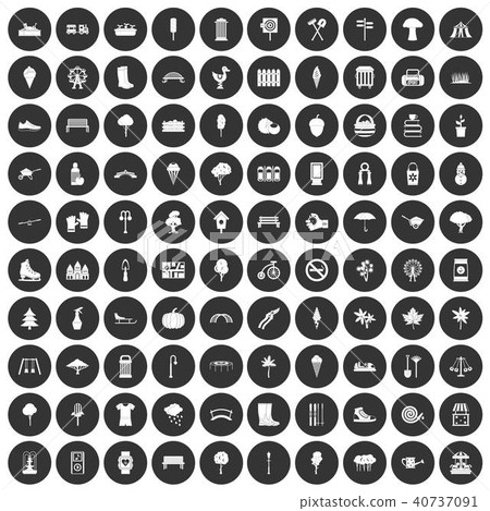 100 park icons set black circle 100 park icons set black circle 40737091