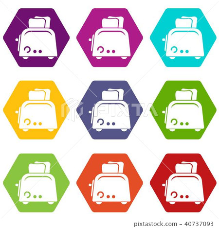 Toaster icons set 9 vector 40737093