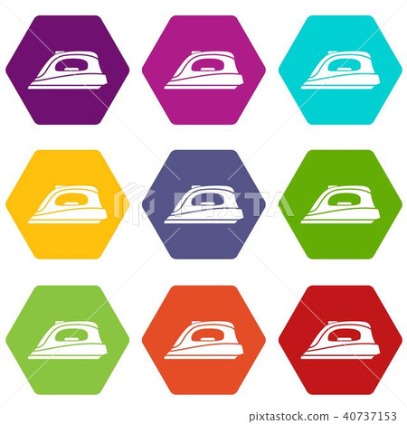 Iron icons set 9 vector 40737153