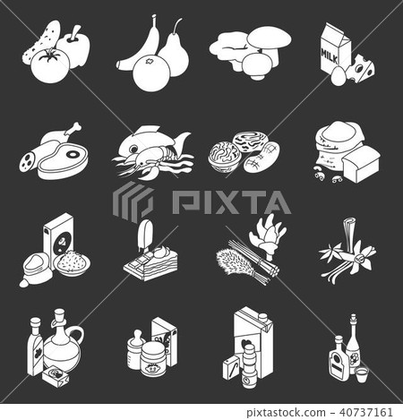 Shop navigation foods icons set grey vector Shop navigation foods icons set grey vector 40737161