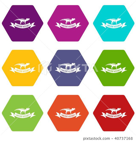 Jurassic dino icons set 9 vector Jurassic dino icons set 9 vector 40737168