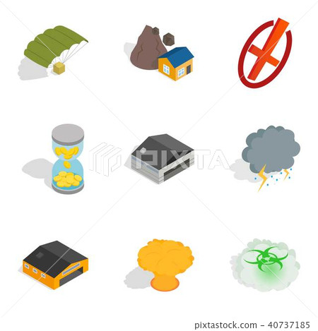 Militarist icons set, isometric style Militarist icons set, isometric style 40737185