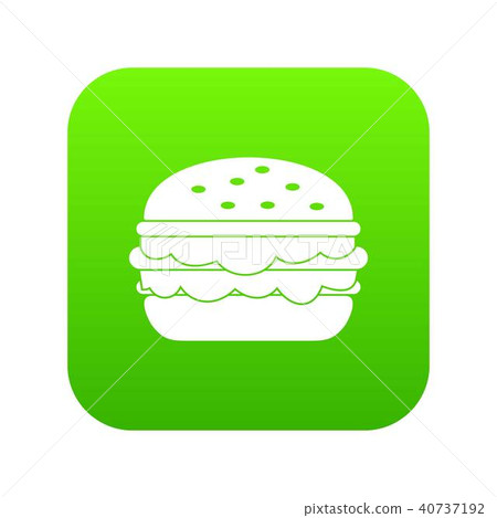 Burger icon digital green 40737192