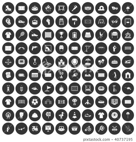 100 playground icons set black circle 40737195