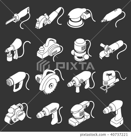 Electric tools icons set grey vector Electric tools icons set grey vector 40737221