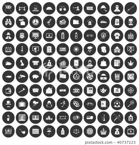 100 police icons set black circle 100 police icons set black circle 40737223