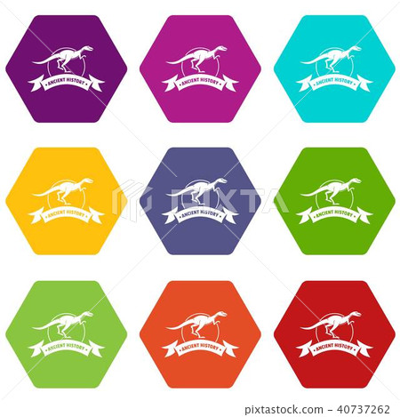 Jurassic raptor icons set 9 vector 40737262
