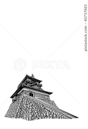 日本城堡現存Tenshu Maruoka城堡Tenshu黑白 日本城堡現存Tenshu Maruoka城堡Tenshu黑白 40737665