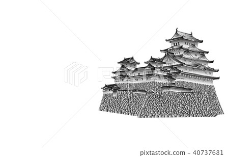 Japanese castle extant Tenmon Himeji Castle black and white Japanese castle extant Tenmon Himeji Castle black and white 40737681