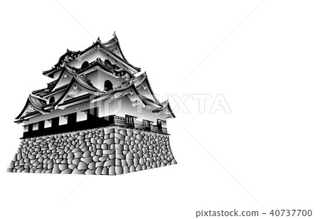 日本城堡現存Tenshu Hikone城堡黑白 日本城堡現存Tenshu Hikone城堡黑白 40737700