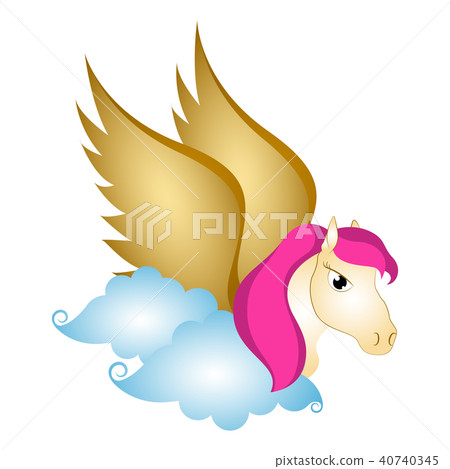 Cute pegasus on clouds. Fantasy creature 40740345