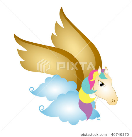 Cute pegasus on clouds. Fantasy creature Cute pegasus on clouds. Fantasy creature 40740370