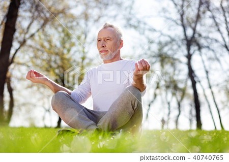 Pleasant aged man practicing yoga 40740765