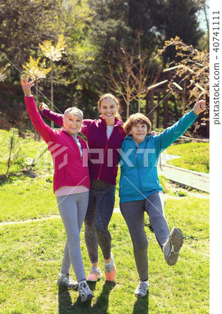 Happy athletes having fun during the break 40741111