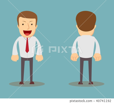 Office worker. Front, back view . Cartoon style, flat vector Office worker. Front, back view . Cartoon style, flat vector 40741192