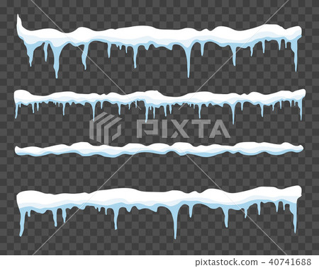 Creative vector illustration of ice icicle, caps, snowflakes set isolated on background. Winter snow 40741688