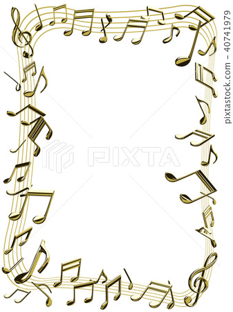 傳染媒介例證音樂圖像音符金框架 40741979
