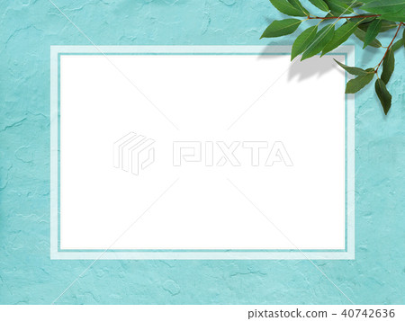 Background-Blue Wall-Leaves-Frame 40742636
