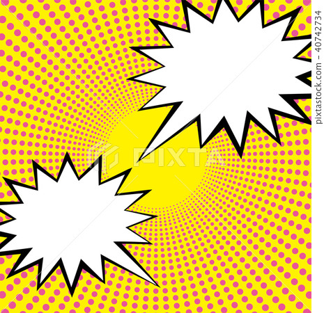 Background of concentration lines and multiple speech bubbles with dot expression Yellow | Comics 40742734