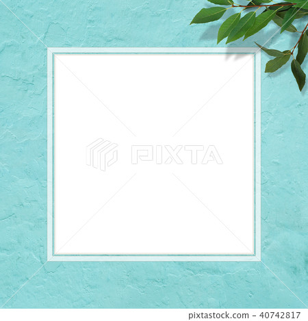Background-Blue Wall-Leaves-Frame 40742817