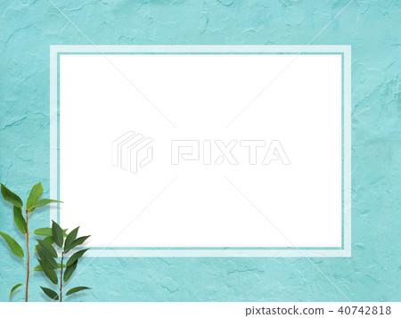 背景藍色牆葉子框架 40742818