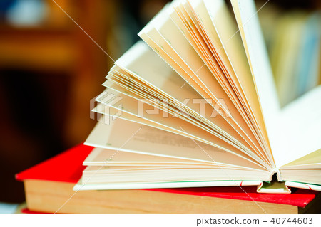 Open book on table. Back to school. Copy space Open book on table. Back to school. Copy space 40744603