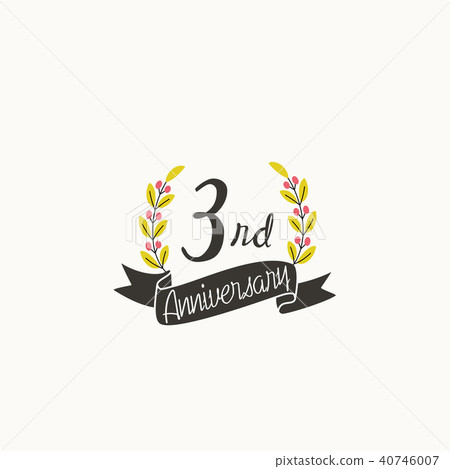 3rd anniversary logo template ribbon and wreath 40746007