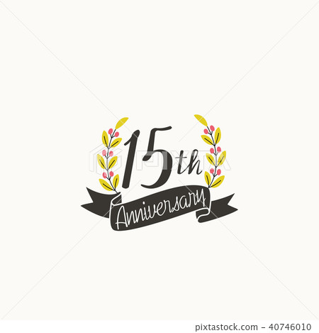 15週年紀念徽標模板功能區和花圈 40746010