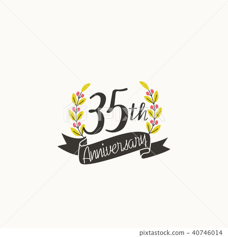 35th anniversary logo template ribbon and wreath 40746014